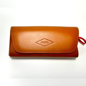 Fossil brown leather glasses case
